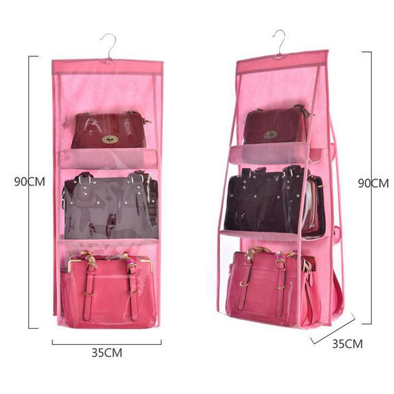 6 Pocket Hanging Handbag Organizer for Wardrobe Storage Bag Door Wall Sundry Shoe Bag with Hanger