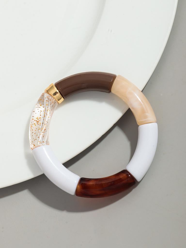 Bohomia Acryl-Design-Stil, klobiges, stapelbares Bambus-Armband für Frauen, Boho, elastisch, bunte Röhrenperlen-Armbänder, 2024 Schmuck