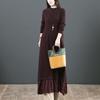 Autumn and Winter Women's Thick Wool Sweater Dress Lace Patchwork Plus Size Knitted Dress Long Casual Dresses