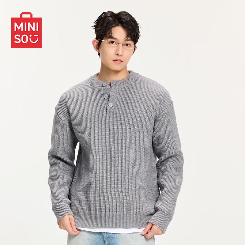 MINISO Men's Henley Neck Knitted Sweater