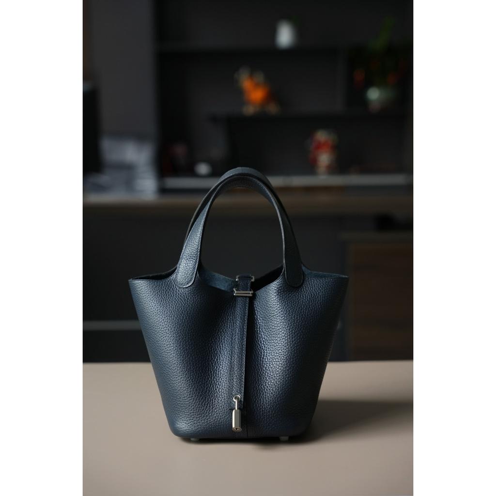 TC First Layer Cowhide Wax Thread Hand-sewn Vegetable Basket All-steel Hardware Brushed Oil Edge Handbag Craftsman Code