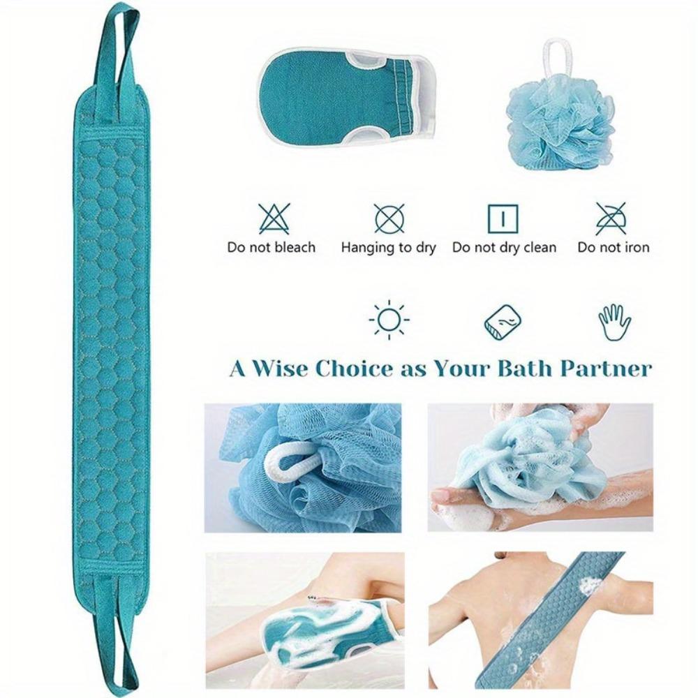 Luxurious Bath Set: Exfoliating Towel, Bath Ball, Back Scrubber - Shower Essential for Spa Experience