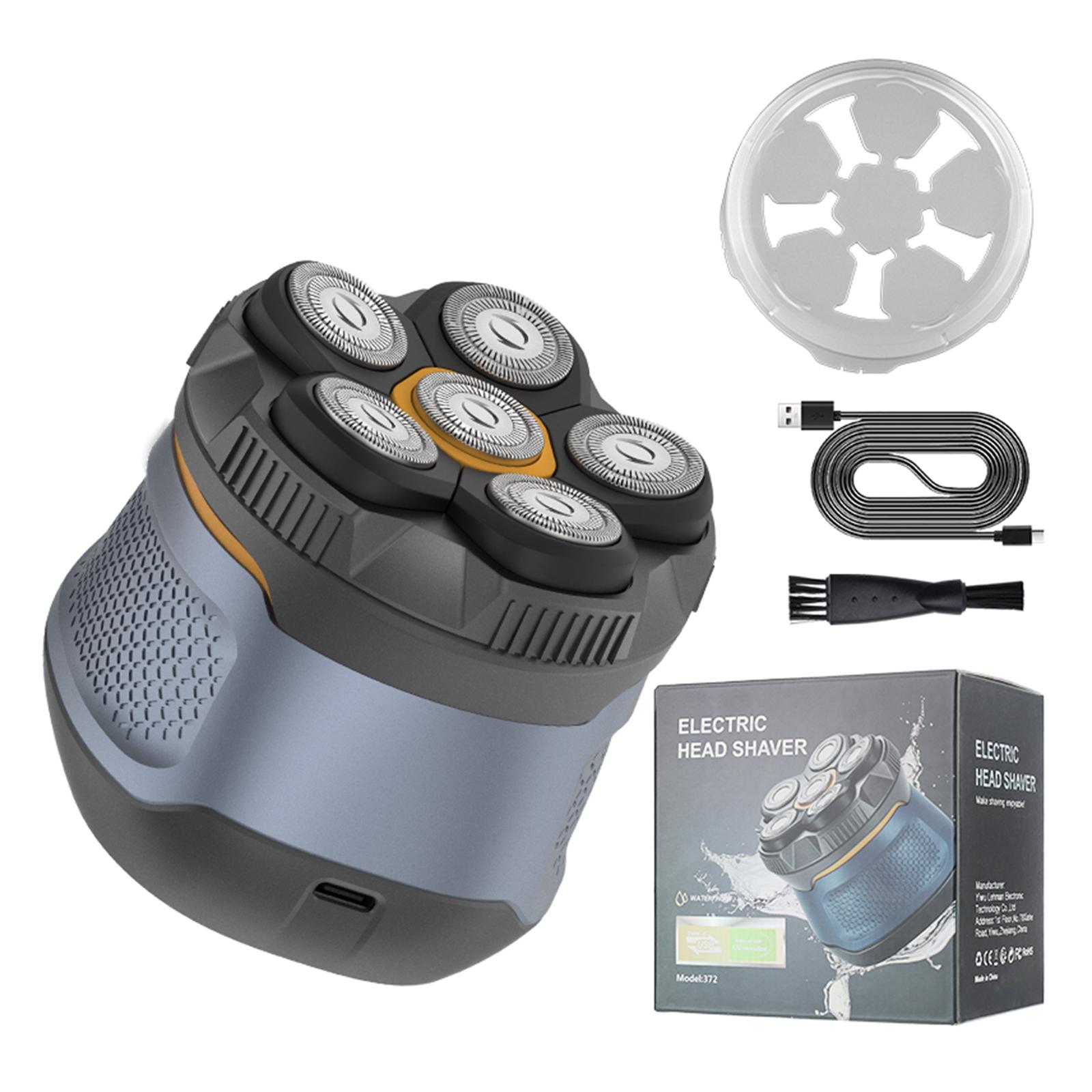 

Мужская электробритва 6D Магнитная бритва для лысых мужчин Бритье Роторная бритва Уход Водонепроницаемая Влажное/Сухое использование Светодиодный дисплей синий