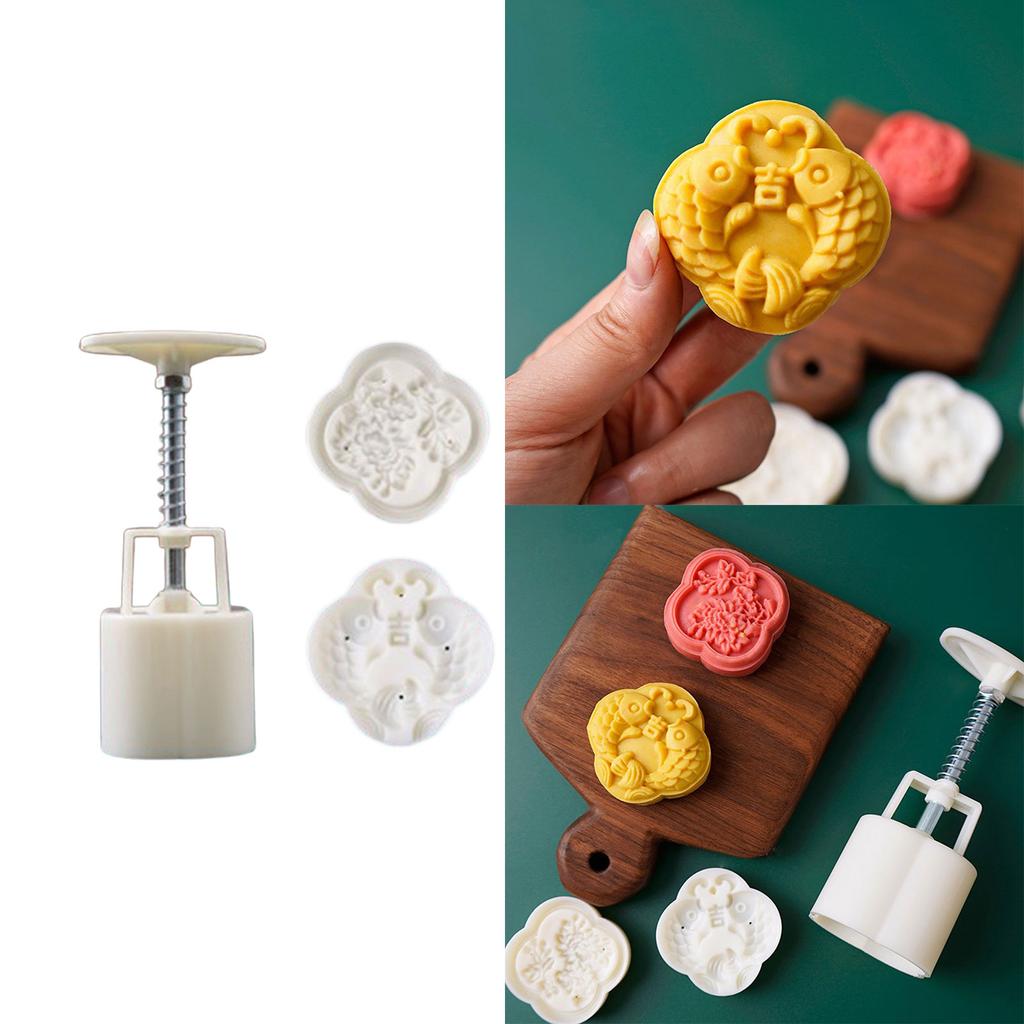 Plastic Mooncake Stamps Fish Shape Mooncake Moulds DIY Hand Press Mooncake Cutters DIY Pastry Supplies for DIY Baking