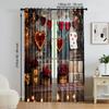 2 pcs   versatile polyester transparent curtains for home decoration Valentine'S Day2 for use in bedrooms and living rooms