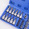 34pcs E-type Star-shaped Sleeve Hexagon Bit Socket Screws Combination Hand Tool Kit with Hard Case
