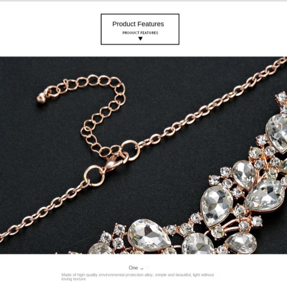 Elegant Rhinestone Jewelry Set Crystal Necklace Earrings Set Bridal Necklaces Earrings  Wedding