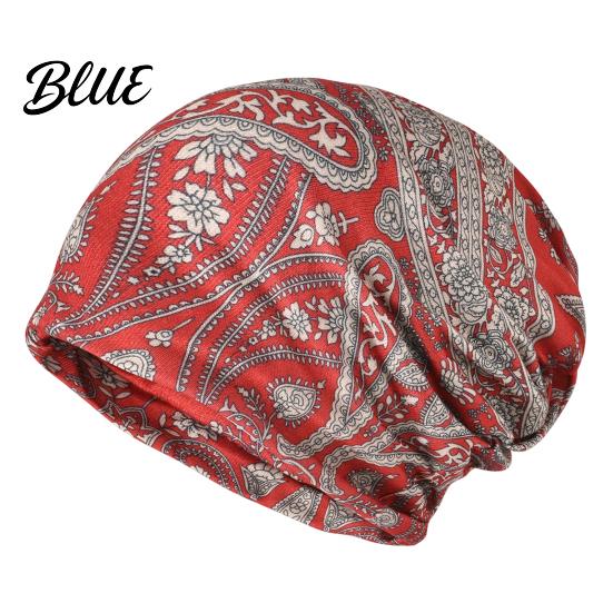 Versatile Lazy Style Hair Tie Women's Geometry Print Slouchy Hat Casual Soft Stretch Skull Colorful Geometric Pattern Hat Cap Warm Cancer