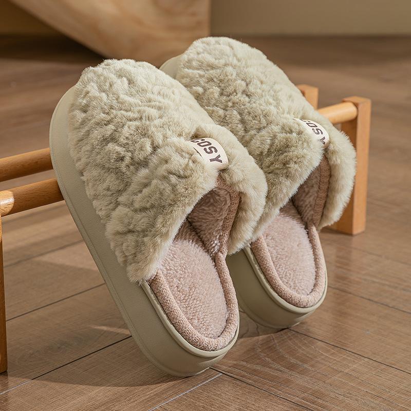 Heel Cotton Slippers 2025 New Winter Piled Thickened Indoor Home Warm Couple Wear Plush Cotton Shoes