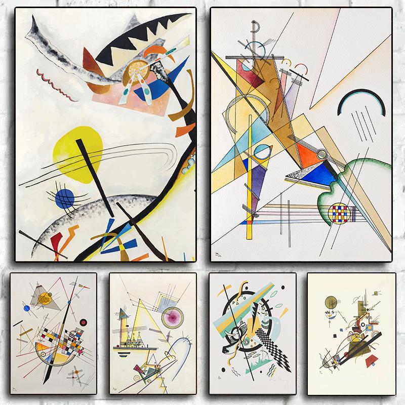 Wassily Kandinsky Geometriska konstverk Affischer Dukmålning Abstrakta reproduktioner Väggkonstbild för vardagsrum Heminredning