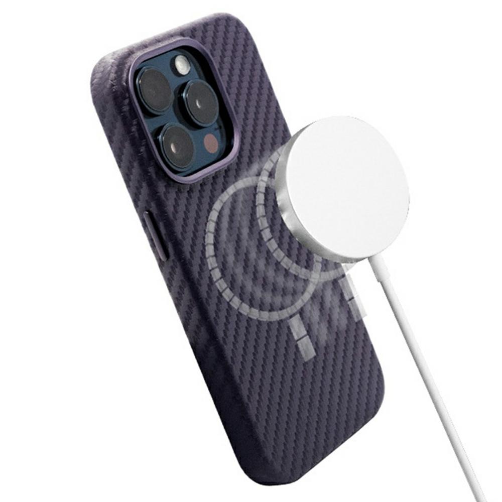 KZDOO Kryt pro iPhone 16 Pro Max Kompatibilní s MagSafe Textura uhlíkových vláken PU+PC Kryt na telefon