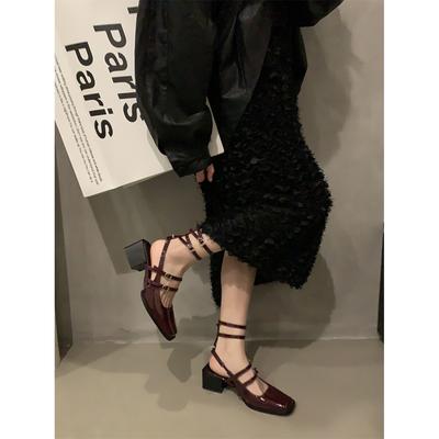 Premium niche sandalen dikke hak zwarte hoge hakken damesschoenen met rok Mary Jane schoenen lente retro enkele schoenen