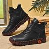Women's Fleece Thickened Warm Ankle Booties Oxford Sole Non-Slip Waterproof Leather Boots Winter Fur Lined Snow Boots