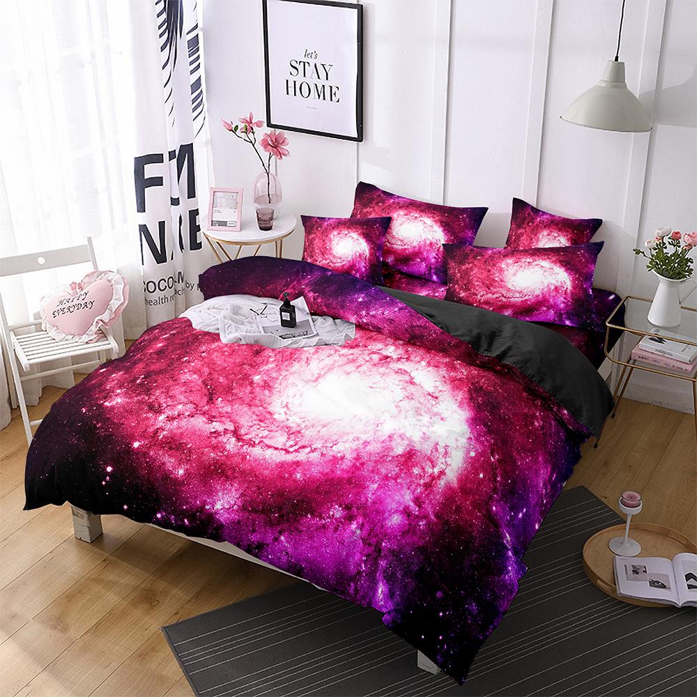 Luxury Galaxy Dark Blue Bedding Set Twin Full Queen King Size Duvet/Quilt Cover Set Shining Stars Starry Sky Comforter Cover