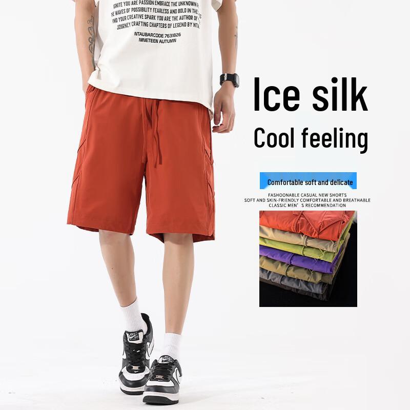 

Мужские однотонные шорты свободного кроя с прямыми штанинами для лета L