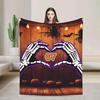 Haunted by   Funny Boo Ghost Pumpkin Halloween Throw Blanket for Couch Chair Sofa Bed or Bedspread Cover with Spooky Print