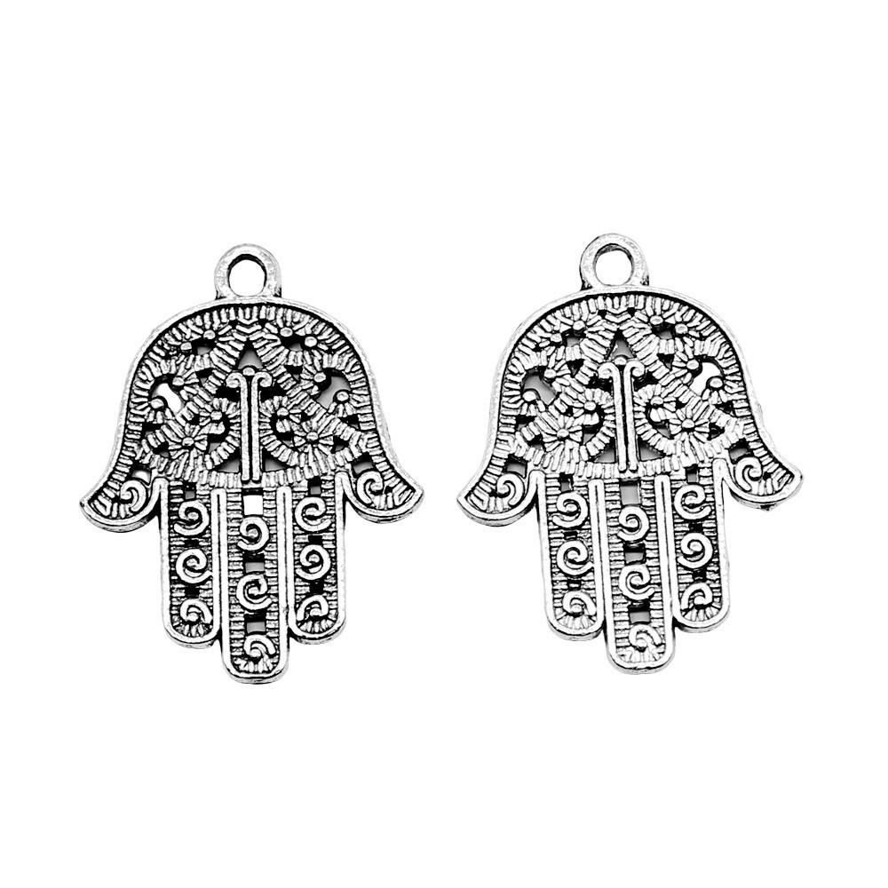 Alloy Hamsa Hand Charms Amulet Pendants For Good Luck Jewelry Making
