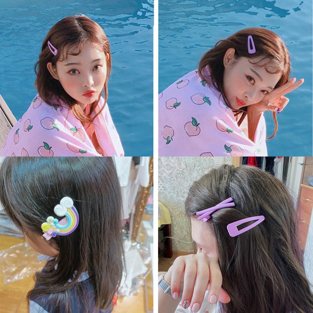 Mixed 5Pcs/Set Hair Clips Accessories Sweet Simple BB Hairpin X-shaped Hairpins 6Pcs/Sets Solid Purple Color Barrettes Headdress