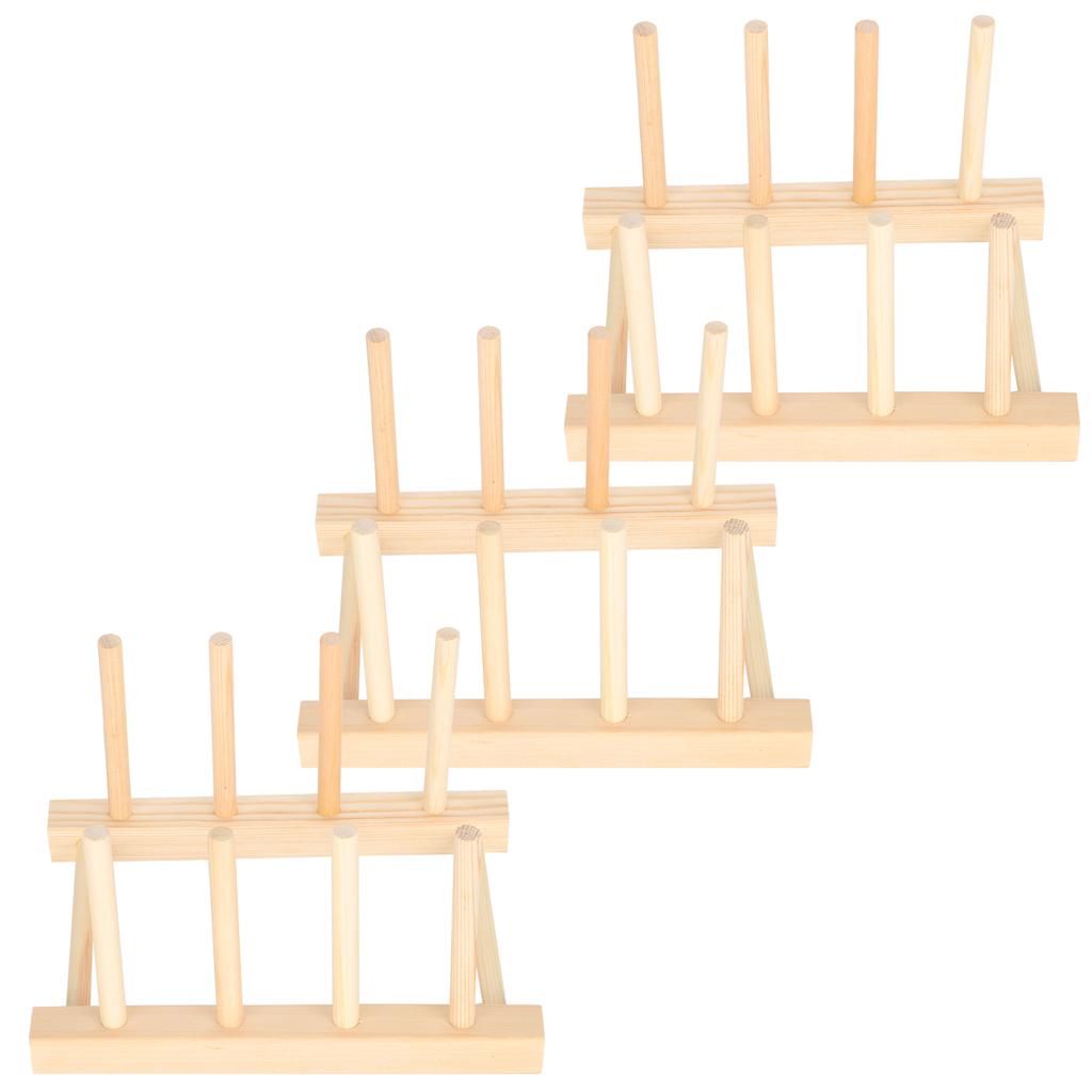 3Set Christmas Kitchen Utensils Bowl Dish Draining Rack Wooden Shelf Home Decoration