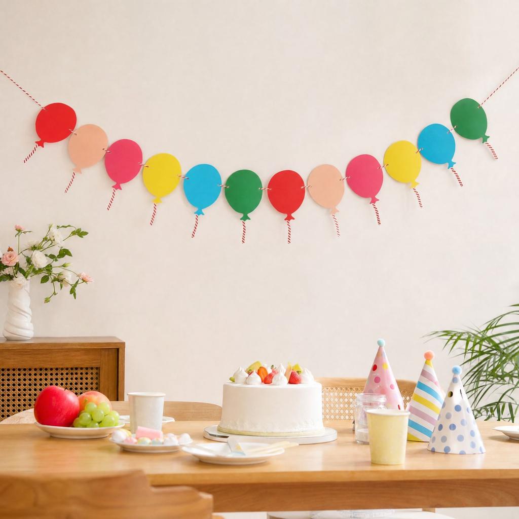 Colorful Party Decoration Kit with Bunting Banners for Birthday Wedding and Baby Shower Scene Setup