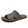 Mens Slippers Luxury Leather Slides Flats Slip Ons Summer Indoor Outdoor Casual Sandals Fashion Beach Shoes for Men 2025 New