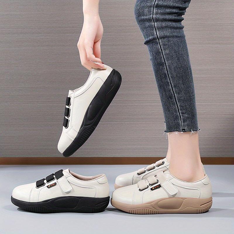 Women's Chunky-Soled White Sneakers 2025 Spring/Fall New Arrival Korean Style Slip-On Casual Sneakers