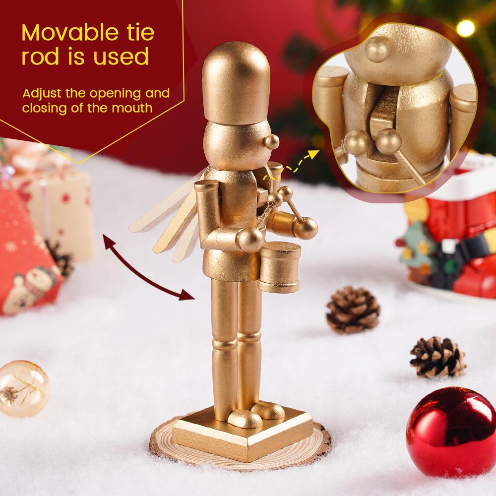 

Golden Christmas Nutcracker Wooden Nutcracker Ornament Soldier Handcraft Doll Toy Statues Home Office Desktop Decoration Gift