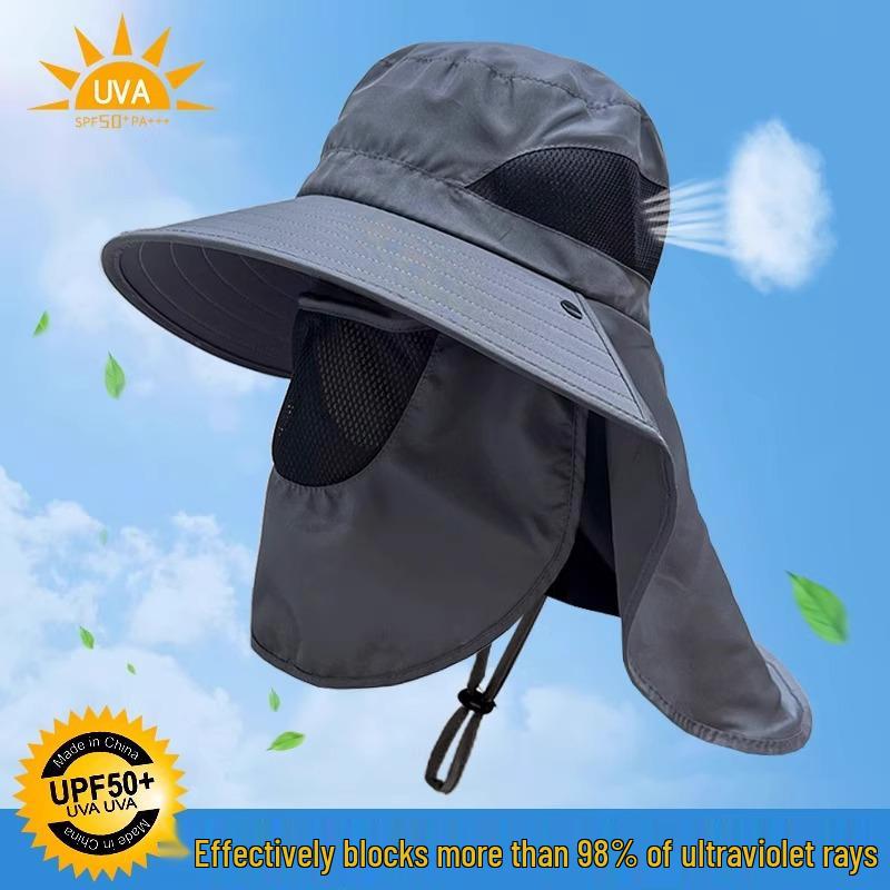 Men’s Wide Brim UV Protection Bucket Hat with Face and Neck Guard