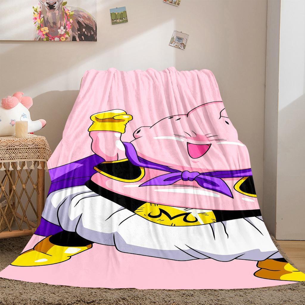1PC Majin Buu  Print Flannel Blanket, High quality All Seasons, Home Decor, Warmth and Comfort, Perfect for Christmas Gifts