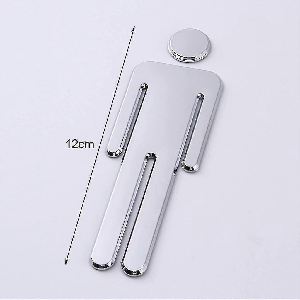 Toilet Signs Of Male And Female Symbols,12cm Toilet Signs Door Plate Silver Women Men Adhesive