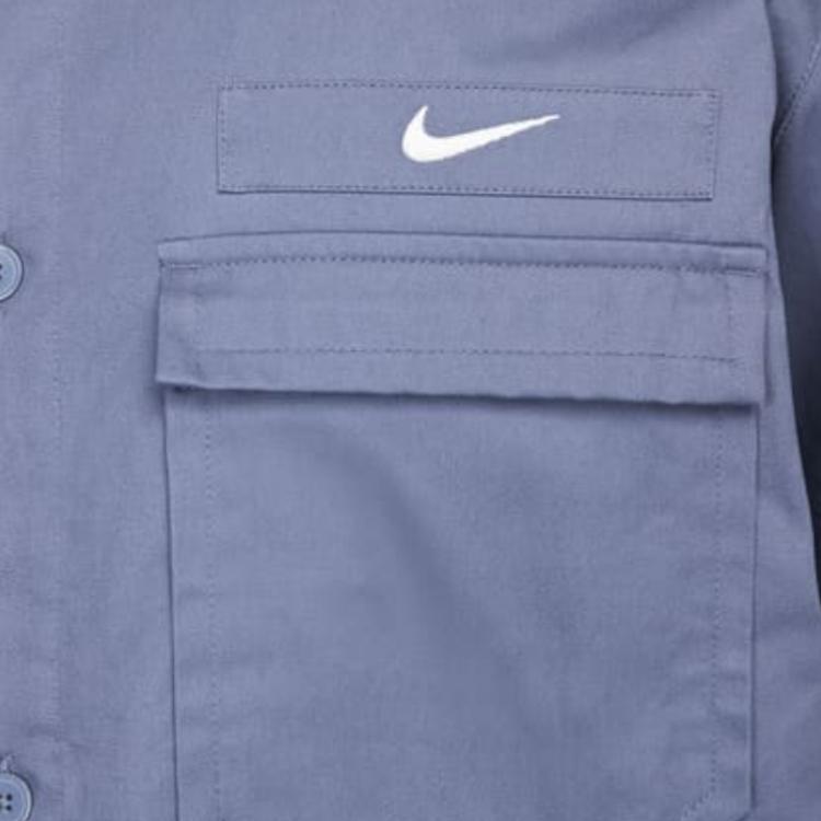 Nike Solid Color Logo Embroidered Fashion Comfortable Sports Casual Short Sleeve Shirt Men shirts Diffuse-Blue DX3340-491