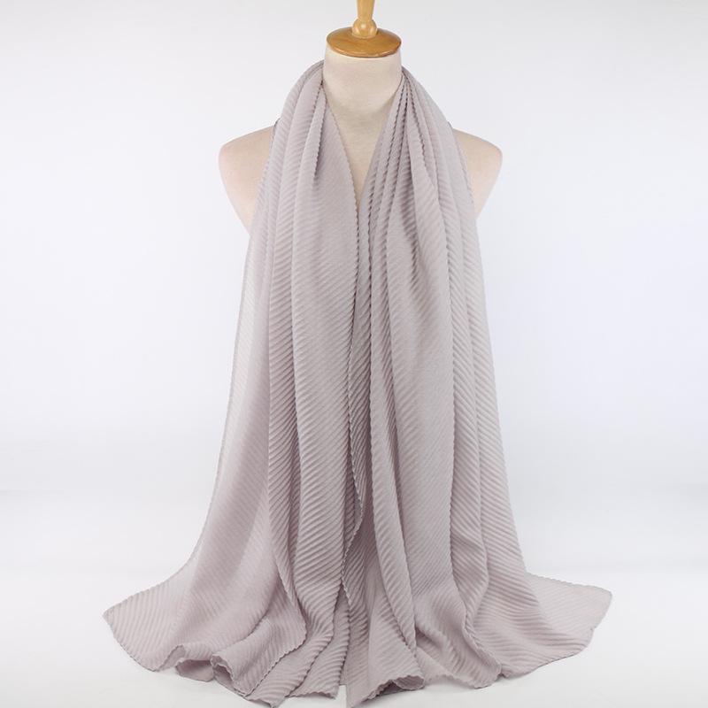 Niche Crinkled Cotton Linen Headscarf: Fashionable Pleated Long Scarf for Women (YW112)