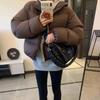 White Duck Down Jacket Women's Short European Version Coffee Color Loose Stand-up Collar Thickened High Waist Bread Jacket Cold Protection