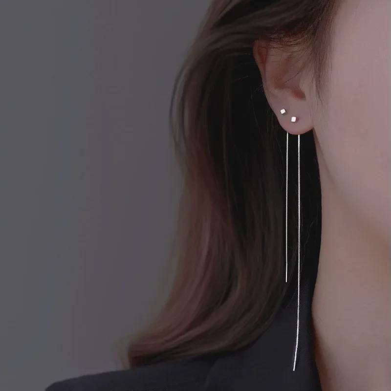 Quastenohrringe aus S925er Sterlingsilber für Damen – elegant, schlank und leicht für runde Gesichter