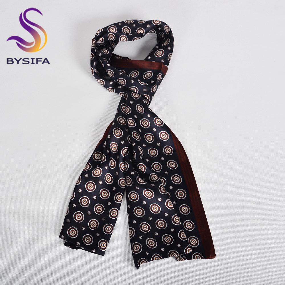 BYSIFA|Blue Silk Scarf Cravat Fashion New Gentlemanly 100% Mulberry Silk Male Long Scarves Round Design Soft Long Scarf 160*26cm