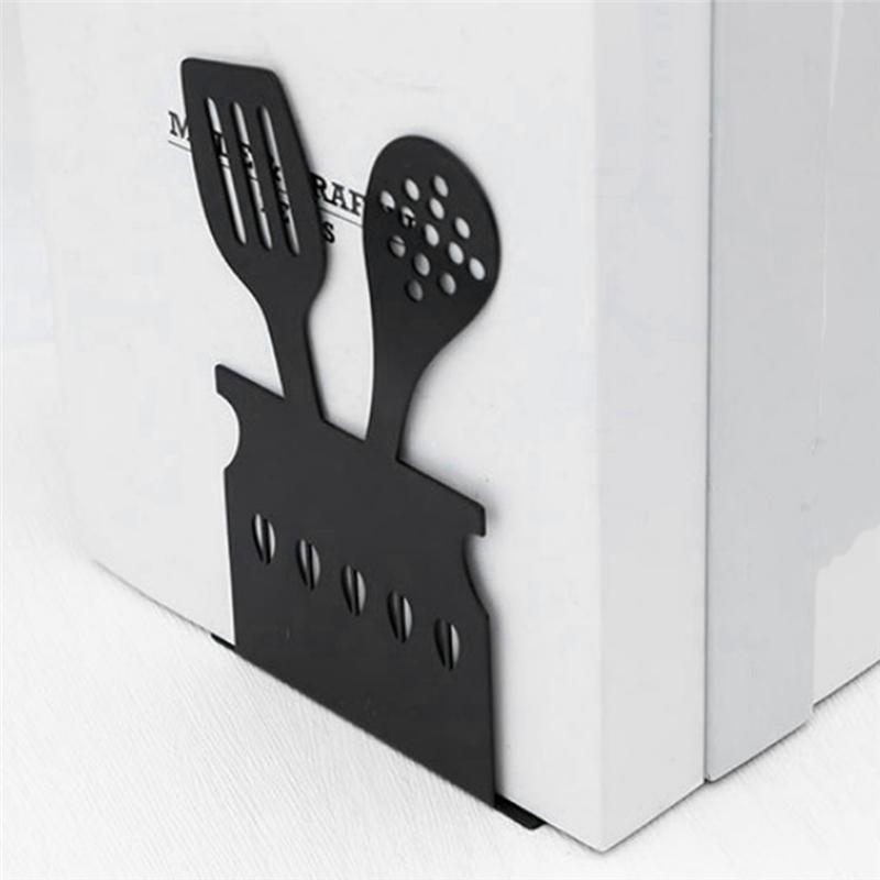 AEE4-Decorative Hollow-Out Bookends For Art Hourglass Design Metal Book Stan