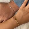 2 Pieces Couple Bracelet Adjustable Chain Bracelet Knot Bracelet Alloy Texture Fashionable Accessory for Lover Couple