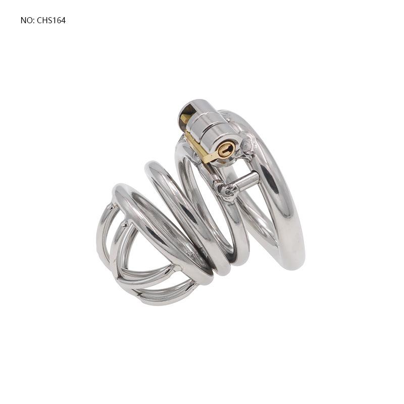 Genuine Goods 304 Stainless Steel Chastity Lock with Penis Cage Chastity Cleaner Men's Peering Sexy Toys Adult