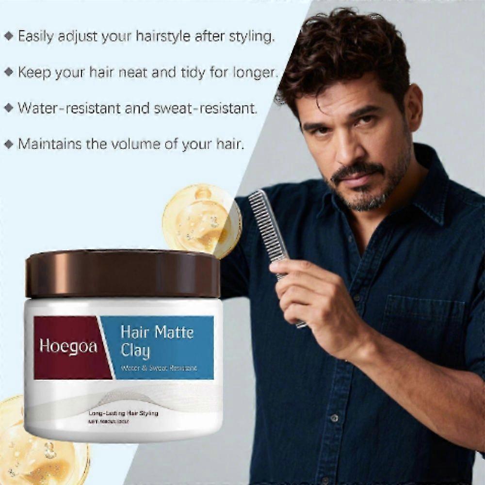 Hair Matte Clay for Men, Strong Hold Styling Paste Matte Finish, Long Lasting, Waterproof & Sweatproof, All Hair Types, 100g