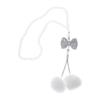 Partuto 1pcs Artificial Crystal Bow Mink Hair Car Rear View Mirror Pendant Accessory Car Hanging Ornament White
