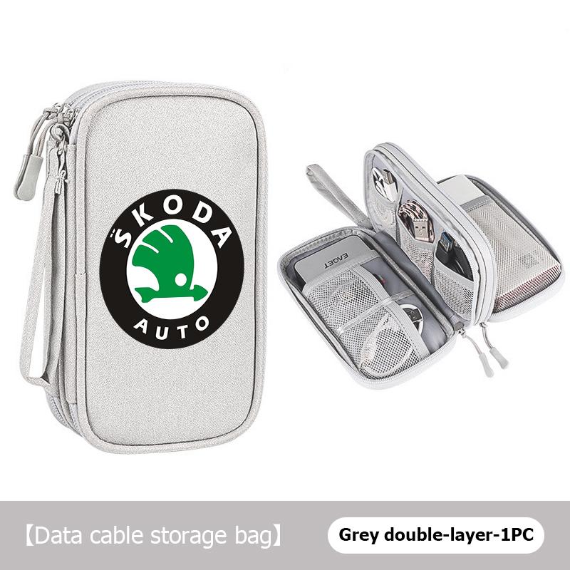 AAABR1 Travel Portable Digital Accessories Storage Bag Organizer For Skoda Kamiq Karoq Octavia 2 3 Rapid Scala Kami Fabia VII VRS