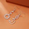 1 Pair Fashion Retro Hollow Earrings Bohemian Style Alloy Sun Moon Earrings Ethnic Asymmetric Design Drop Earrings for Women