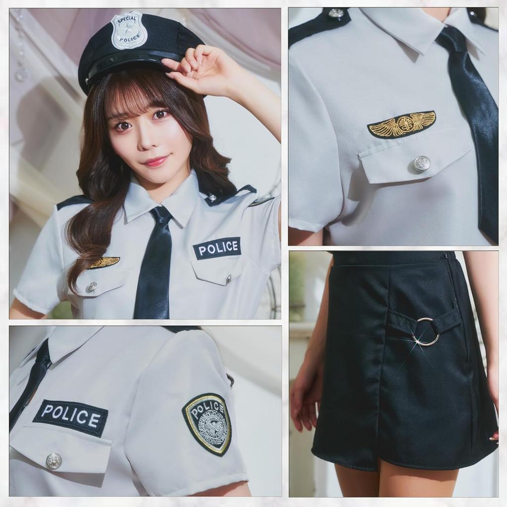 Clearstone GLOWHOLIC Cosplay Halloween Grayish Police Costume for Women, Size S, Gray