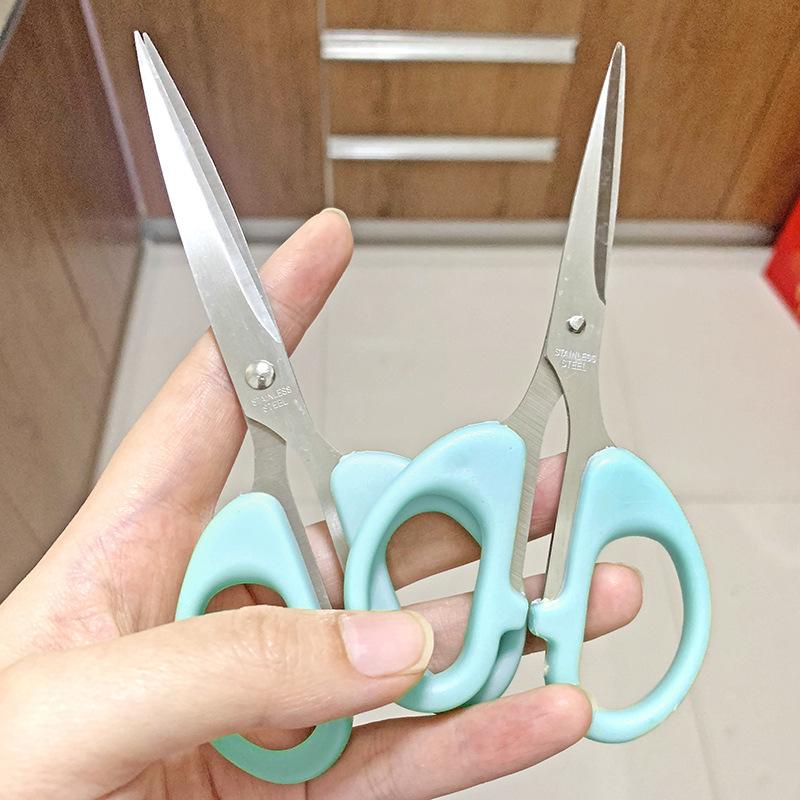 Blue Stainless Steel Multi-purpose Office and Household Scissors. Student Handmade Paper-cutting Knife. Children's Safe Small Scissors.