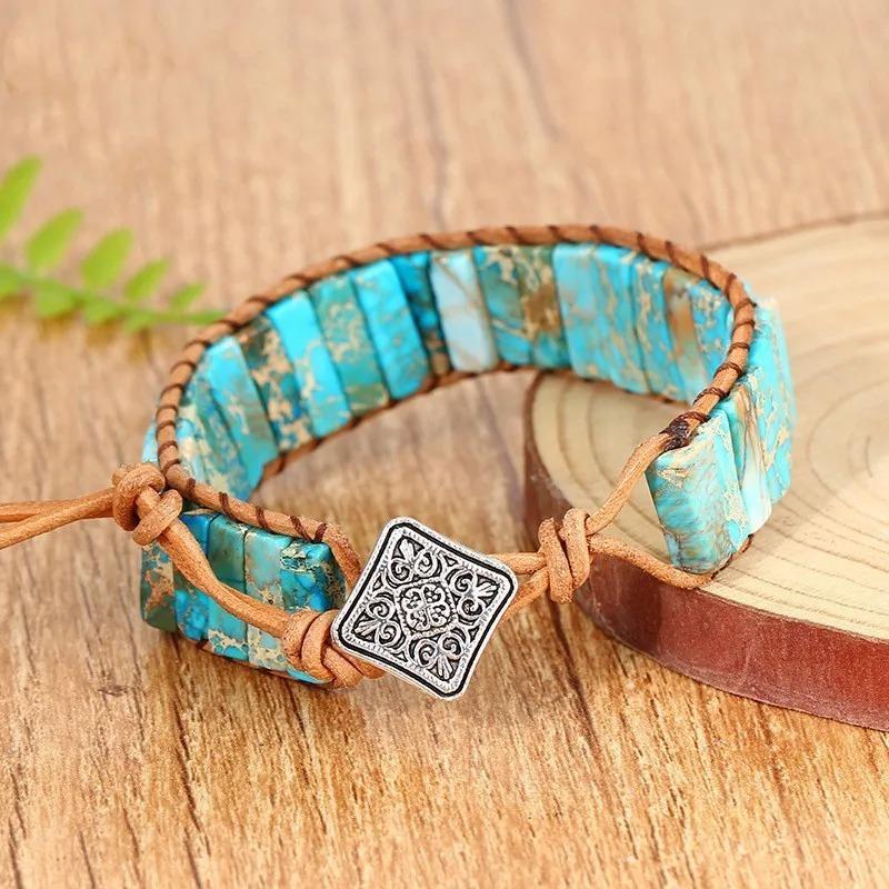 Bohemian Chakra Stein Armband für Damen Herren, Kaiserstein Geflochtenes Seil Gewebtes Handgelenk Armband, Mode Handgemachter Schmuck Geschenk