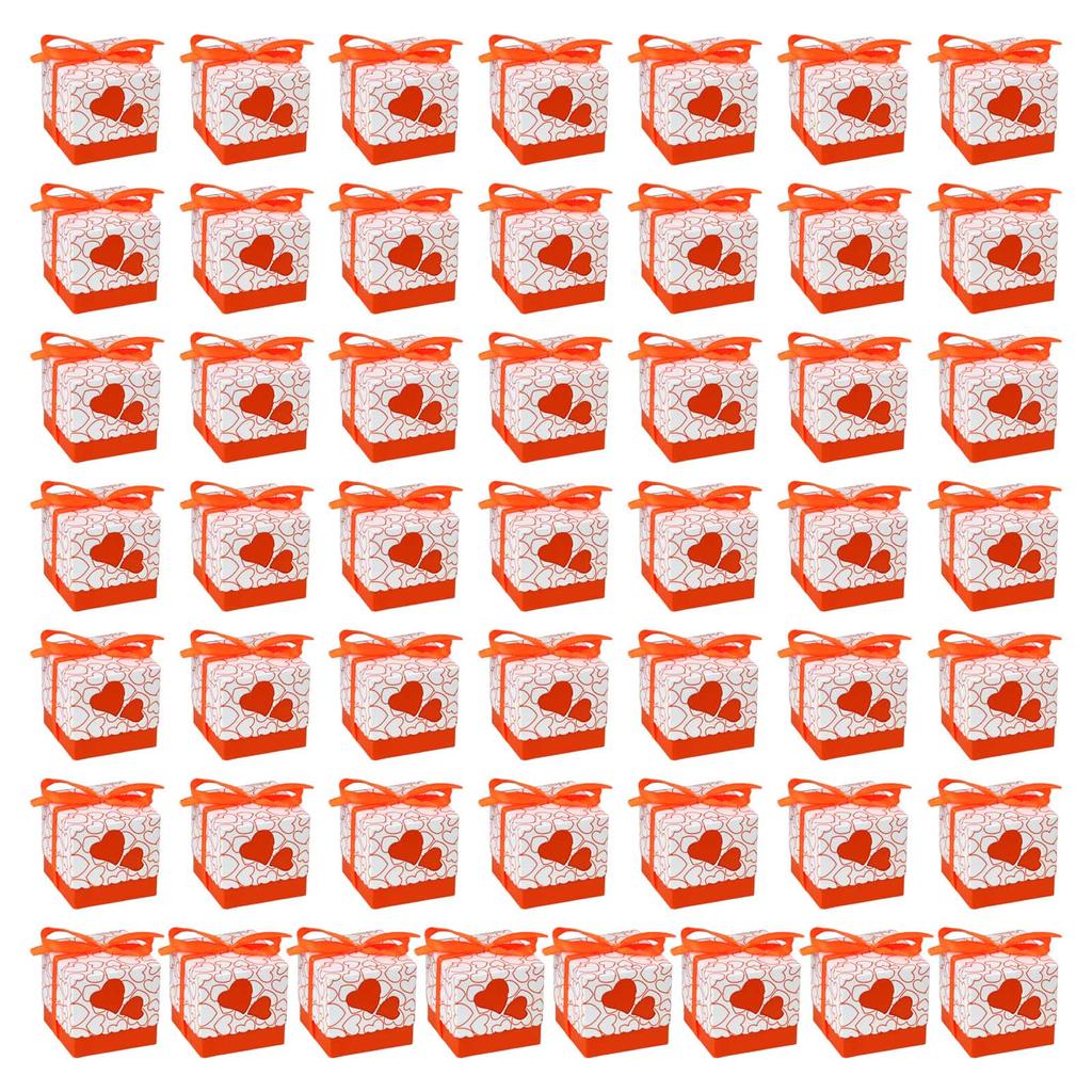 50 Stück Liebesherz-Pralinenschachtel, quadratisch, multifunktionaler Organizer für den Haushalt, für Hochzeit, Geburtstag, Neujahrsparty, Dekoration