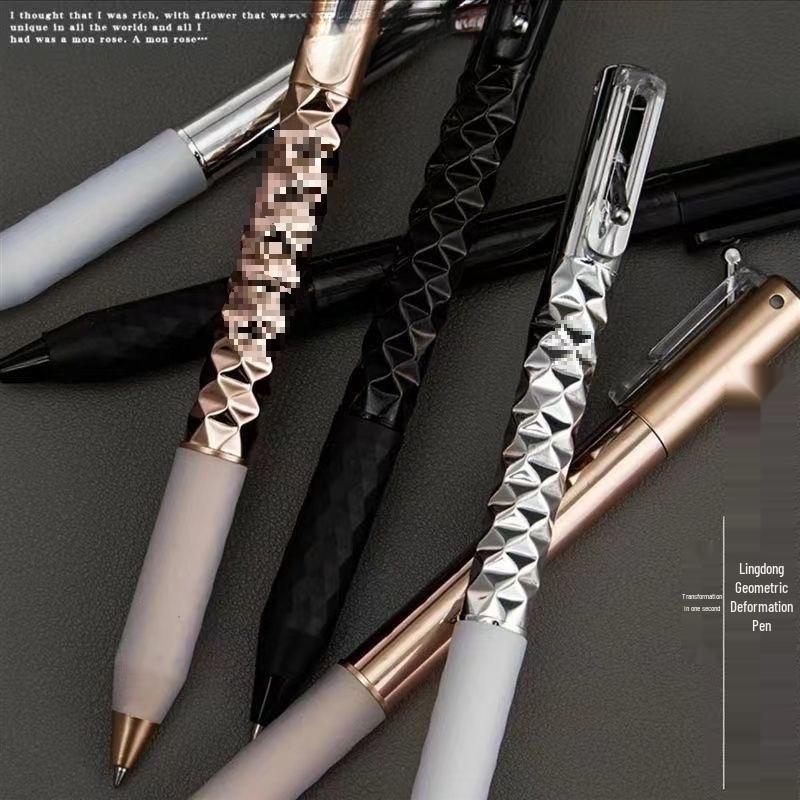 Douyin Geometric Transformation Stress-Relief Pen: Quick-Dry, Black, Diamond Motion, Creative Niche Stationery