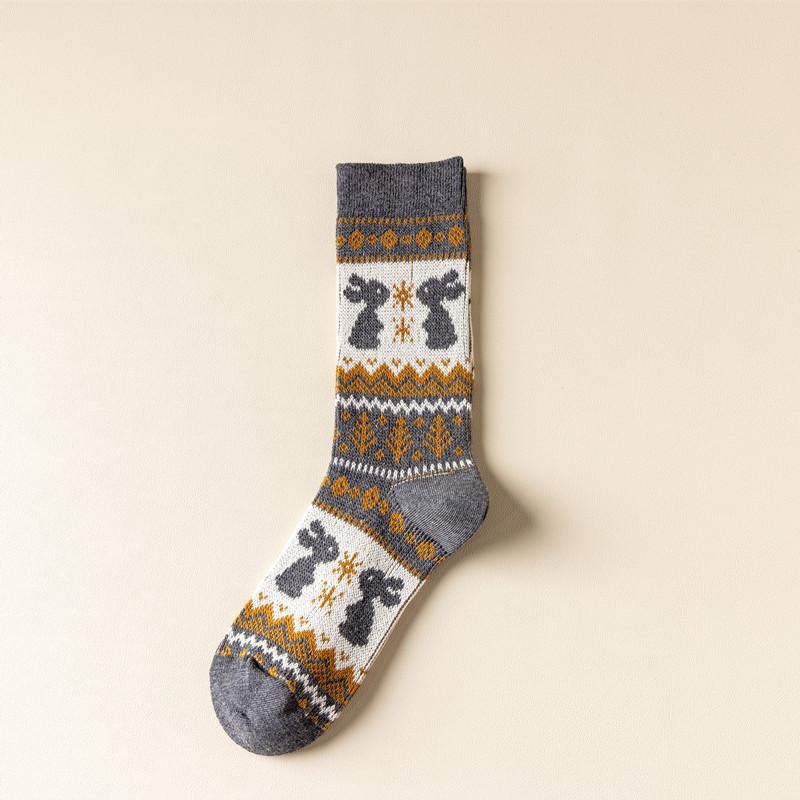 Winter Coral Fleece Cartoon Calf Socks Thickened Long Tube Warm Knee Floor Socks