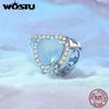 WOSTU 925 Sterling Sølv Smeltende Is Snøkrystall Anheng Blå Opal Kjærlighetshjerte Regnbue Charm Passer Original Armbånd DIY Vintergave