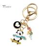 New Year Keychain Panda Heart Pendant Best Wishes Polished Lobster Clip Lightweight Shoulder Bag Schoolbag Decoration Pendant Keyring